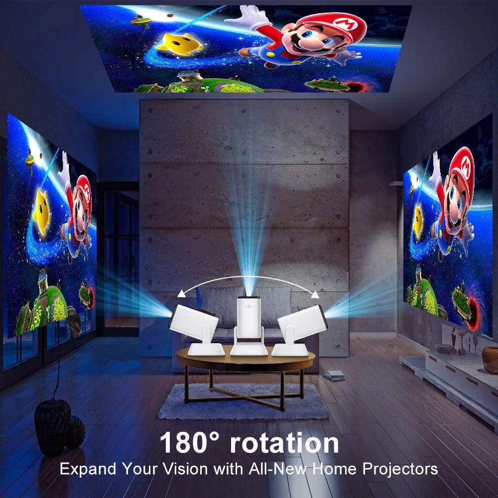 Vidéoprojecteur Salange Q7 avec angle de projection réglable 230 degrés pour plafond ou mur