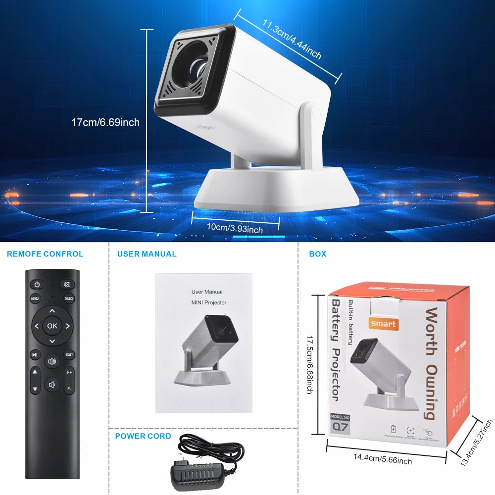 Mini projecteur Salange Q7 avec ports HDMI, USB et audio pour PC, PS5 et TV stick