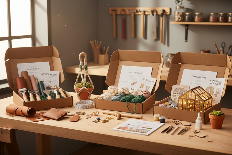 Kits DIY et projets de bricolage fait main avec accessoires créatifs et matériaux à assembler soi-même