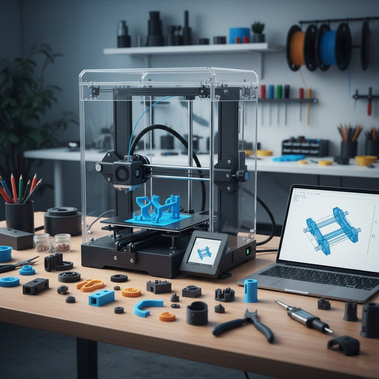 Vue rapprochée d'outils à main ergonomiques, composants électroniques et matériaux de construction modernes pour projets DIY et prototypage professionnel.