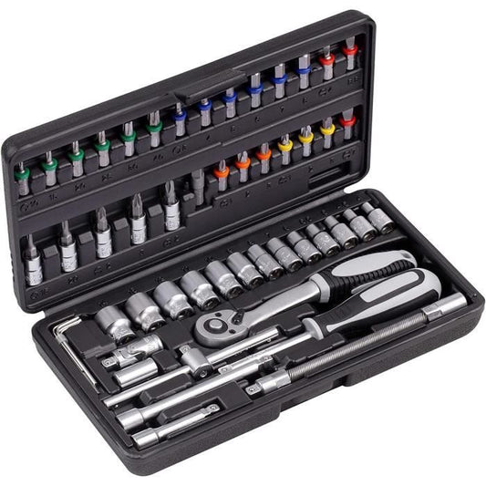 Coffret a clés et douilles CONNEX - 52 pieces - Chrome-vanadium
