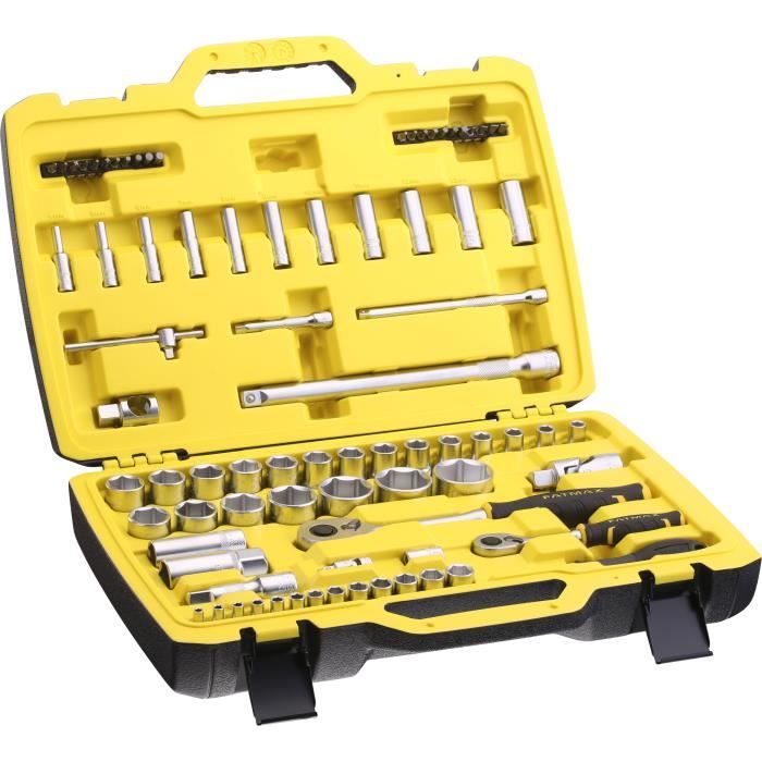 Coffret douilles 1/4 et 1/2 STANLEY FMMT82826-1 avec cliquet et rallonge FATMAX - Jeu de 81 pieces