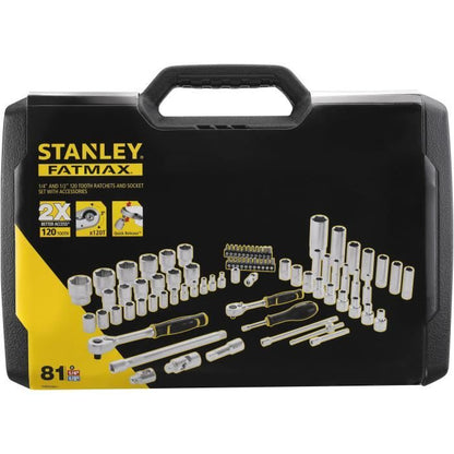 Coffret douilles 1/4 et 1/2 STANLEY FMMT82826-1 avec cliquet et rallonge FATMAX - Jeu de 81 pieces