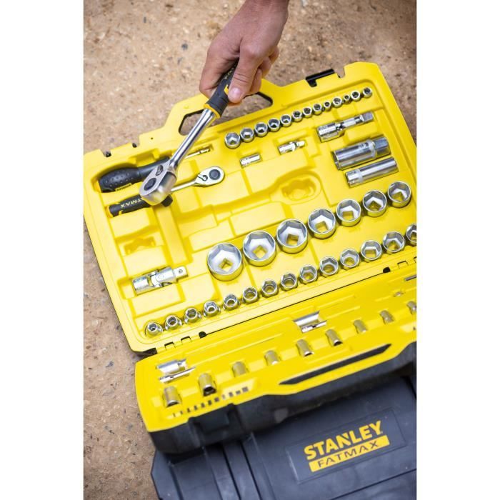 Coffret douilles 1/4 et 1/2 STANLEY FMMT82826-1 avec cliquet et rallonge FATMAX - Jeu de 81 pieces